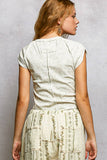 Vintage Wash V Neck Cotton Slim Fit Tee Top: IVORY / L