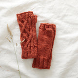 RAJA Cable Knit Wool Lined Wristwarmer Gloves: Dark Grey