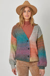 60882 Button Down Rainbow Cardigan: Rainbow / Medium