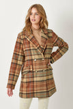 60383 Double Breast Plaid Jacket: Maple Mix / L