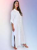 REF 8827 100% LINEN LONG T-SHIRT: BEIGE