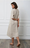 Long dress in 100% linen REF.7161: Wasabi / Unique