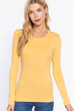 Long Sleeve Crew Neck Cotton Spandex Jersey Top: NVY-true navy / L