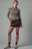 Fair Isle Zip-Up Knit Cardigan: MOCHA / S-2/M-2/L-2
