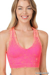 ..SI-23946 Washed Rib V-neck Racerback Seamless Crop Tank 0606: LTTEAL-157126 / L/XL