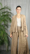 REF 30201 WIDE LEG LINEN PANTS 100%: CAMEL