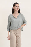 Linen top v-neck 23100 100% linen: Lillas