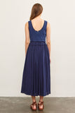 BASQUE WAIST FRAYED EDGE TIERED DRESS: OFF WHITE / S