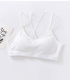 Soft Breathable Cotton Padded Bra Bralette crop top: Green / M