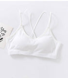 Soft Breathable Cotton Padded Bra Bralette crop top: Green / M