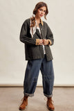 Contrast Collar Utility Barn Jacket LJ0271: Mauve / Contemporary / L