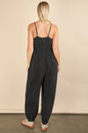 NP70837-Mineral Washed Cotton Gauze Casual Jumpsuit: SAGE / S-M-L/2-2-2