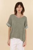 Linen cotton blend t-shirt 10% LINEN 90% COTTON 6763: Tabacco