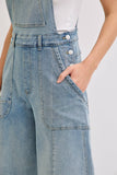 DENIM OVERALL WIDE-LEG JUMPSUIT : DENIM BLUE / Contemporary / S