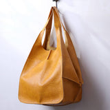 Women's Soft Leather Large Capacity Shoulder Tote Bag: Yellow