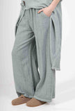 Bootcut Cotton Linen Pants 2 Pockets 20532: 50% linen - 50% cotton / Khaki / One size
