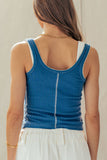 Ribbed Cotton Button-Front Picot Trim Tank: White / S-2/M-2/L-2