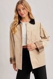 CORDUROY BUTTON DOWN BARN COAT INNER PLAID: CAMEL / S