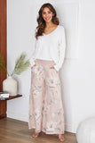 COTTONWAISTBAND FLORAL WIDE LEG PANTS(8730-FLORAL-BLS): MEDIUM