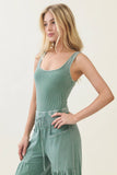 Mineral Washed Everyday Basic Tanktop HT6504: Moss Green / S-M-L / 2-2-2