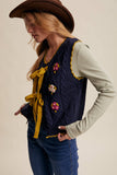 Bow-Tie Floral Knit Vest LSW1008: Navy / S