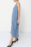 Sleeveless long dress 100% linen REF. 8466: WASABI