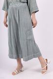 Mid-Length Linen Pants 20570: Green