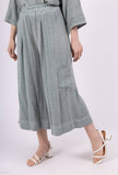 Mid-Length Linen Pants 20570: Black
