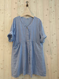 REF 25906 WIDE LINEN DRESS 100%: Yellow