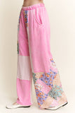 Mineral Washed Floral WaveKnit Jacquard Boho Pants HP6106: Silver Grey / S-M-L / 2-2-2