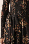 Floral Smocked Woven Maxi Dress: Black / S