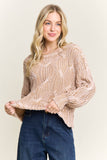 CESW4190- RIBBED TEXTURED KNIT SWEATER: KHAKI / S-M-L(2-2-2)