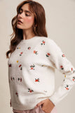 Floral Embroidered Knit Sweater LSW0992: Cream / S
