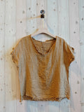 REF 11998 100% LINEN FRINGED BLOUSE.: BLANK