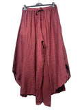 33603 LINEN CULOTTE TROUSERS WITH ADJUSTABLE WAIST: NAVY