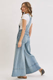 DENIM OVERALL WIDE-LEG JUMPSUIT : DENIM BLUE / Contemporary / M