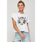 SKULL SEASON VINTAGE GRAPHIC CROP TOP: IVORY / L