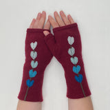 Fingerless Cashmere Gloves-Lupine: Rainbow on Grey / One Size Fits Most
