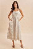 COTTON FLORAL SLEEVELESS MAXI DRESS: FRENCH BLUE / S