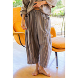 WIDE STRIPE LEG PANTS: Stone Combo / S-M-L(2-2-2)