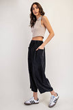 PL6329 - CROPPED RELAXED PANTS: DRY HERB / S