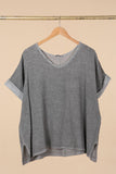 Linen cotton blend t-shirt 10% LINEN 90% COTTON 6763: Vert canard