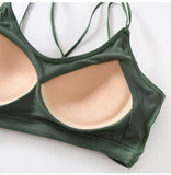 Soft Breathable Cotton Padded Bra Bralette crop top: Green / S