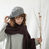 HEMANTA Cable Knit Wool Beret Hat: Forest Green