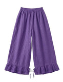4029 WIDE LINEN PANTS WITH EYELET EMBROIDERY: Orange