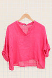Linen top v-neck 23100 100% linen: Lillas