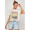 WANDERLUST VINTAGE GRAPHIC CROP TOP: IVORY / L