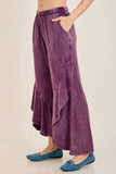 Mineral Washed Wavy Ruffle Cropped Pants HP7051: Eggplant / S-M-L / 2-2-2