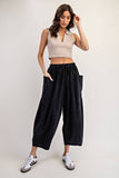 PL6329 - CROPPED RELAXED PANTS: DRY HERB / L