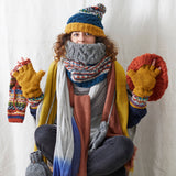 HIRA Cable Handknit Wool Lined Neckwarmer Scarf: Mustard Yellow